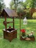 Szett 21. Fa kerekes kút 90 cm + gyertyalámpás virágláda  - sötét barna