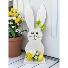   Nyuszi tojással fa dekoráció 50 cm - FEHÉR, sárga tojással