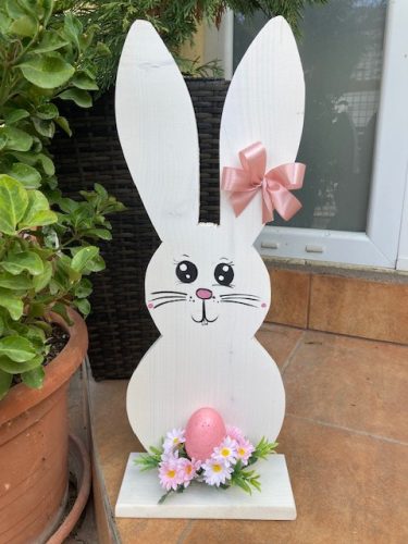 Nyuszi tojással fa dekoráció 50 cm - FEHÉR