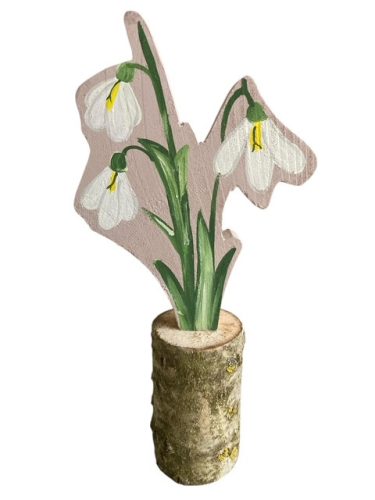 Hóvirág fa dekoráció, kézzel festett