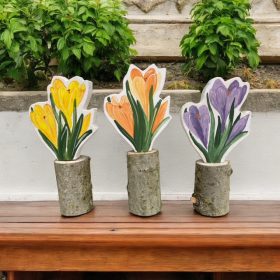 Krókusz fa dekoráció, kézzel festett