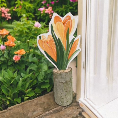 Krókusz fa dekoráció, kézzel festett