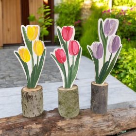 Tulipán fa dekoráció, kézzel festett