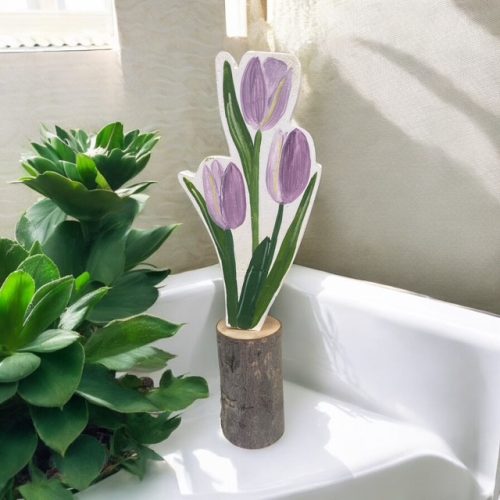 Tulipán fa dekoráció, kézzel festett