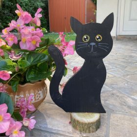 Fekete macska fa dekoráció II.