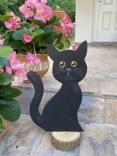 Fekete macska fa dekoráció II.