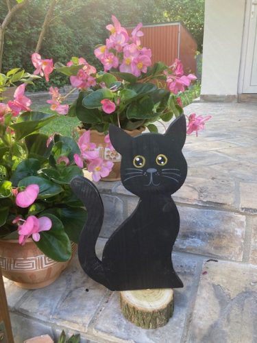 Fekete macska fa dekoráció II.