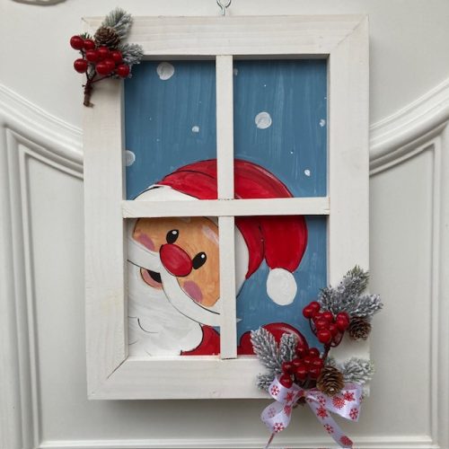 Fa karácsonyi dekor ablak Télapóval 40x30 cm