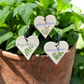 Fűszernövény címke - Kerámia szív
