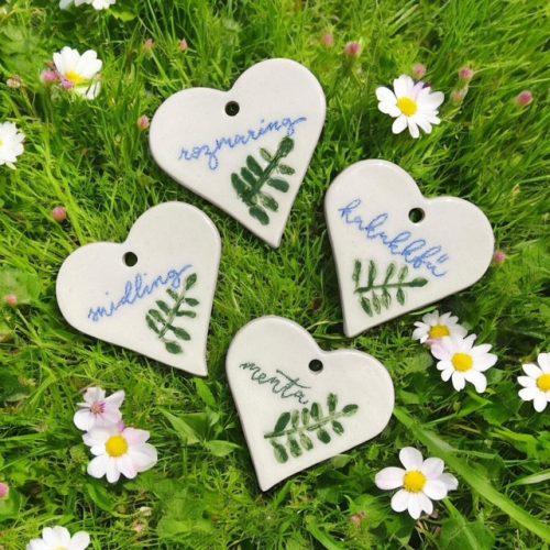 Fűszernövény címke - Kerámia szív