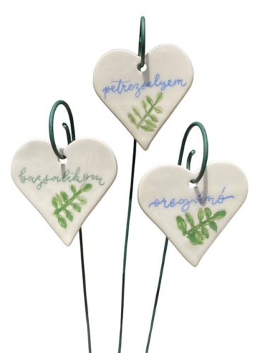 Fűszernövény címke - Kerámia szív