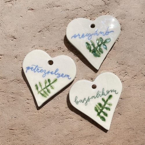Fűszernövény címke - Kerámia szív