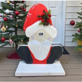   Kézzel festett fa Mikulás figura – 36×28 cm; kültéri és beltéri dekoráció 