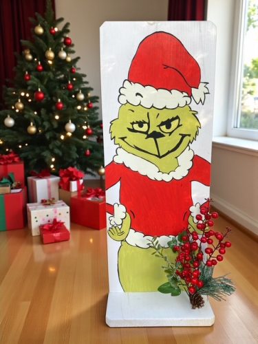 Kézzel festett fa Grincs figura II. – 60×22 cm; kültéri és beltéri dekoráció 
