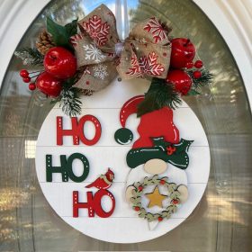 Ajtódísz karácsonyi manóval, 3D hatású - 25 cm