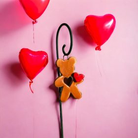 Maci szívvel kerámia figura