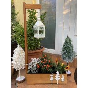   Karácsonyi virágláda - Fa kerti virágláda ünnepi kiadás, dióbarna