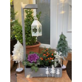   Karácsonyi virágláda - Fa kerti virágláda ünnepi kiadás, szürke