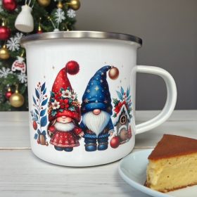 Karácsonyi fém bögre manóval V4