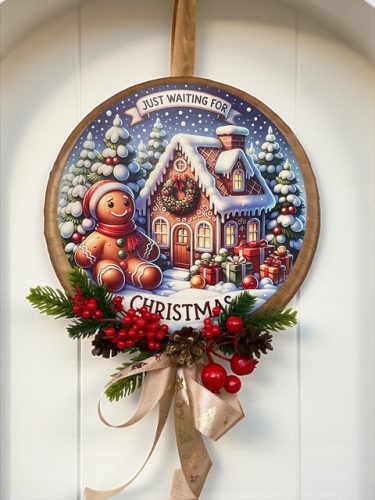 Ajtódísz MÉZIVEL, MÉZESKALÁCS HÁZZAL - 25 cm