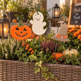   Halloween dekoráció akasztós - kerámia halloween tök, szellem, boszorkány sapka