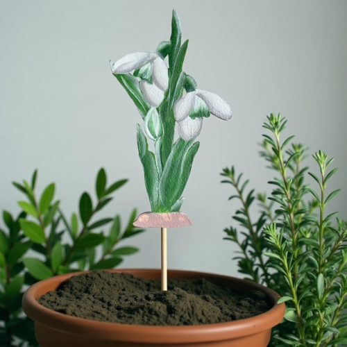 Kézzel festett hóvirág pálcás beszúró 