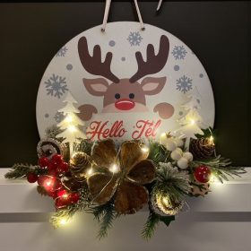   Karácsonyi ajtódísz rénszarvassal. LED világítással V1