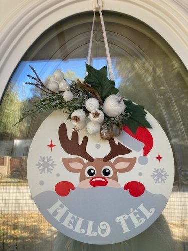 Karácsonyi ajtódísz rénszarvassal V4