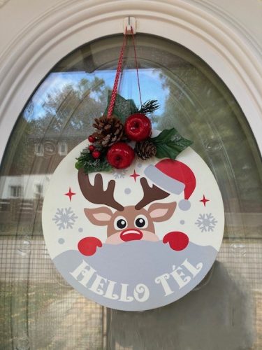 Karácsonyi ajtódísz rénszarvassal V4