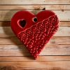 Kerámia SZÍV csipke mintával - piros