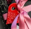 Kerámia SZÍV csipke mintával - piros