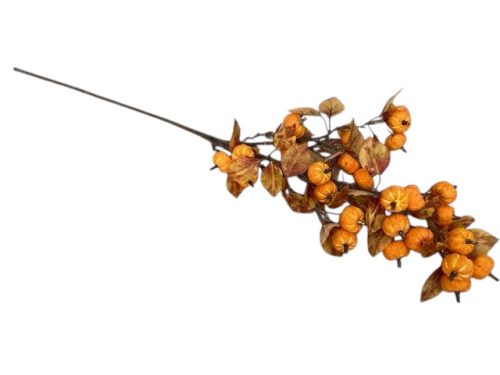 Tökös ág levelekkel 85 cm, ősz dekoráció - narancssárga