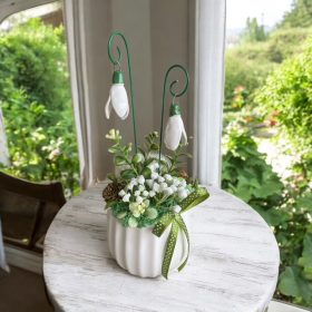 Asztaldísz kerámia hóvirággal