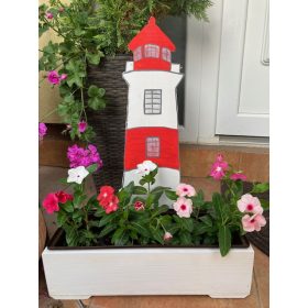 Virágláda világítótoronnyal - piros