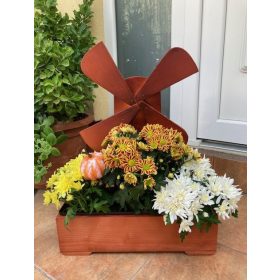 Virágláda - Fa kerti virágláda  malom, sötétbarna