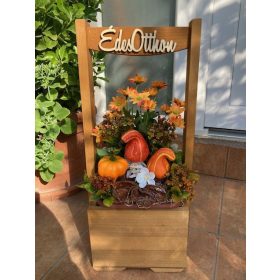 Virágláda - Fa kerti virágláda  kocka aljú, dióbarna