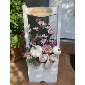 Virágláda - Fa kerti virágláda  kocka aljú, fehér