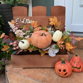 Virágláda - Fa kerti virágláda - kerítés, sötétbarna