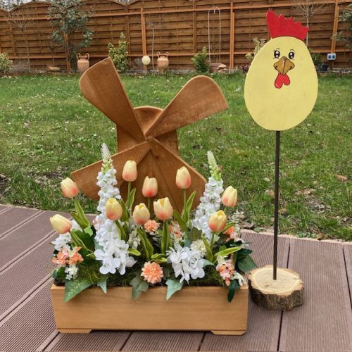 Virágláda - Fa kerti virágláda - malom, dióbarna