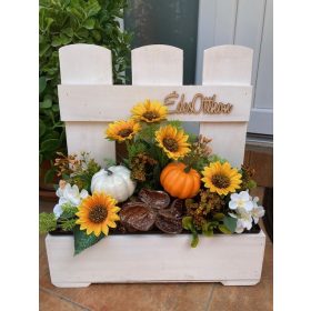 Virágláda - Fa kerti virágláda - kerítés, fehér