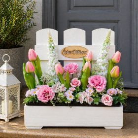 Virágláda - Fa kerti virágláda - léces, fehér