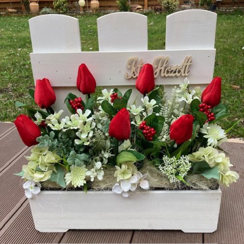 Virágláda - Fa kerti virágláda - léces, fehér