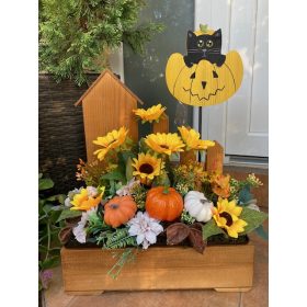 Virágláda - Fa kerti virágláda - házikó, dióbarna