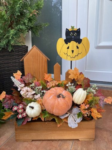 Virágláda - Fa kerti virágláda - házikó, dióbarna