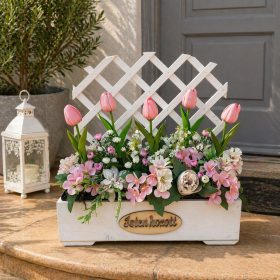 Virágláda - Fa kerti virágláda - apácarácsos, fehér