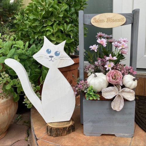 Virágláda - Fa kerti virágláda  kocka aljú, szürke