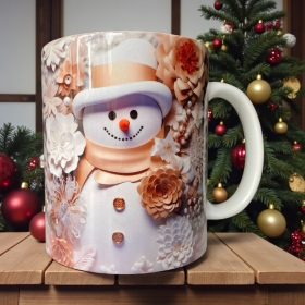 Karácsonyi bögre hóemberrel - arany 3 dl