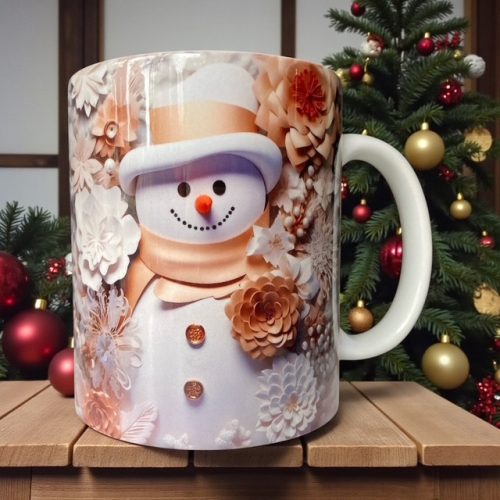 Karácsonyi bögre hóemberrel - arany 3 dl