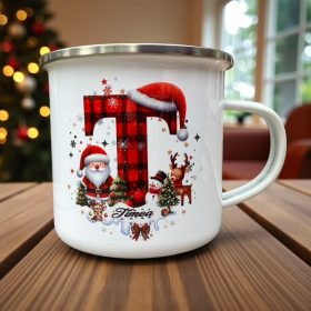 Karácsonyi fém bögre névre szóló