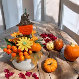   Őszi dekoráció kerámia virággal és kerámia tökfejjel II.